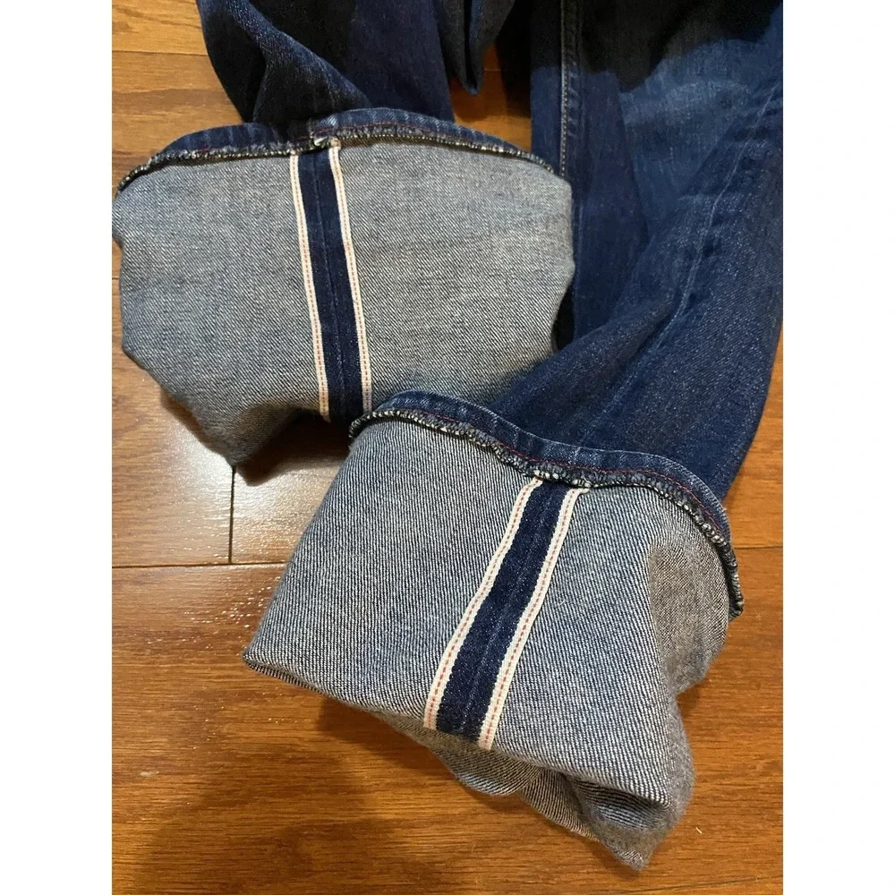 Gustin Selvedge Denim Jeans California Raw Button Fly Straight Men 35 *ReadFlaws